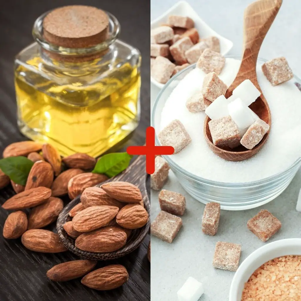 Almond Oil with Sugar as a homemade lip scrub