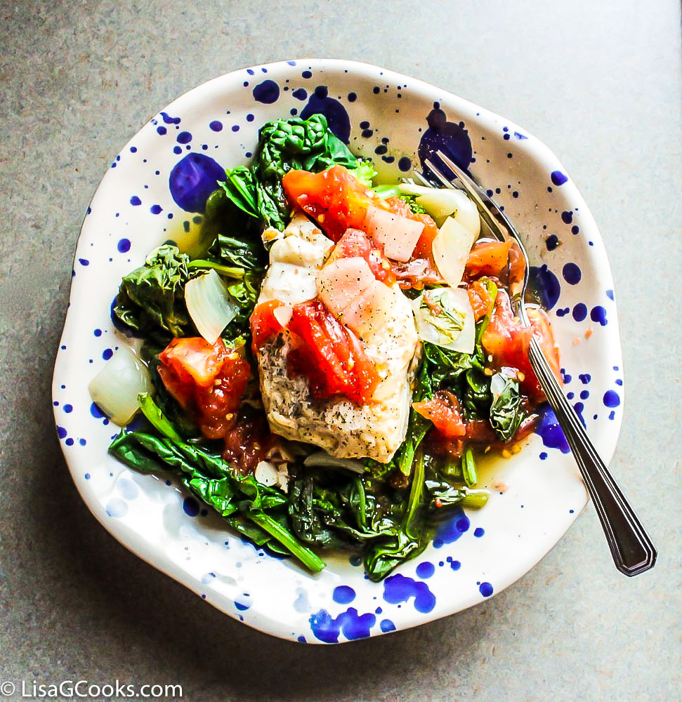 Poached Cod with Spinach